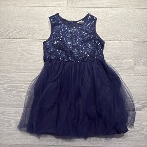 Girls Navy Sequin Dress 3T